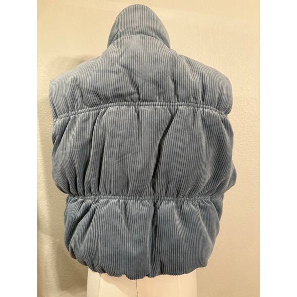 LOVE TREE Corduroy Cropped Puffer Vest | Soft Blue Ice | MEDIUM - Picture 5 of 6